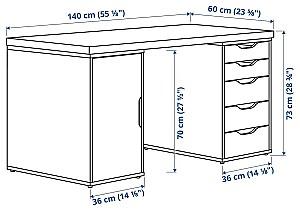 Masa de birou IKEA Lagkapten/Alex usa/sertare 140x60 Alb/Stejar Alb (Bej)