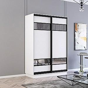 Dulap-cupe Mobildor Lux Fox 140 (2 PAL cu elemente din oglindă) (profil negru) Alb