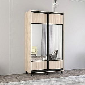 Dulap-cupe Mobildor Lux Aron 140 (2 oglinzi K1-orizontal) (profil negru) Stejar Sonoma