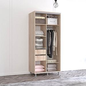 Dulap-cupe Mobildor Lux Aron 140 (2 oglinzi K1-orizontal) (profil negru) Stejar Sonoma