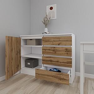 Comoda Smartex Т2 80 cm Alb / Stejar Închis