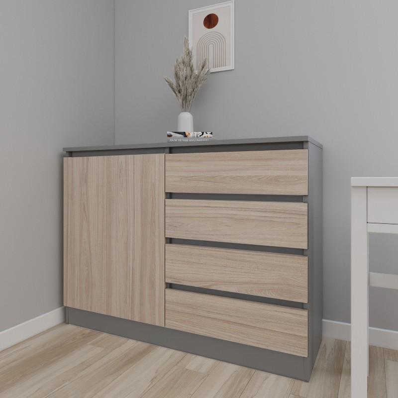 Comoda Smartex Т2 80 cm Grafit / Stejar Deschis