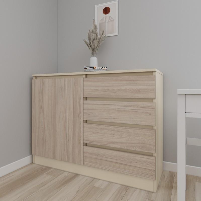 Comoda Smartex Т2 80 cm Ivory / Stejar Deschis
