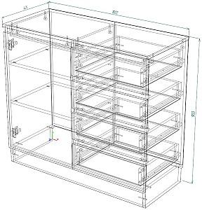 Comoda Smartex Т2 100 cm Alb / Grafit