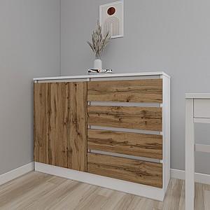 Comoda Smartex Т2 100 cm Alb / Stejar Închis
