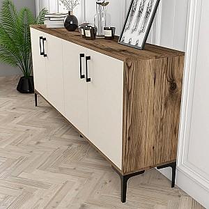 Tumba pentru televizor Mirage Meble Kiev 180 Crem (Bej)/Nuc (Maro)