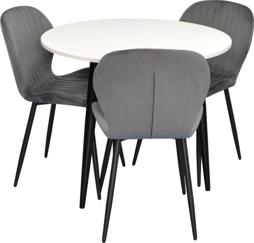 Set de masa si scaune Evelin DT 404-3B + 3 scaune YTC-064 B / BLU-14 (Dark Grey)