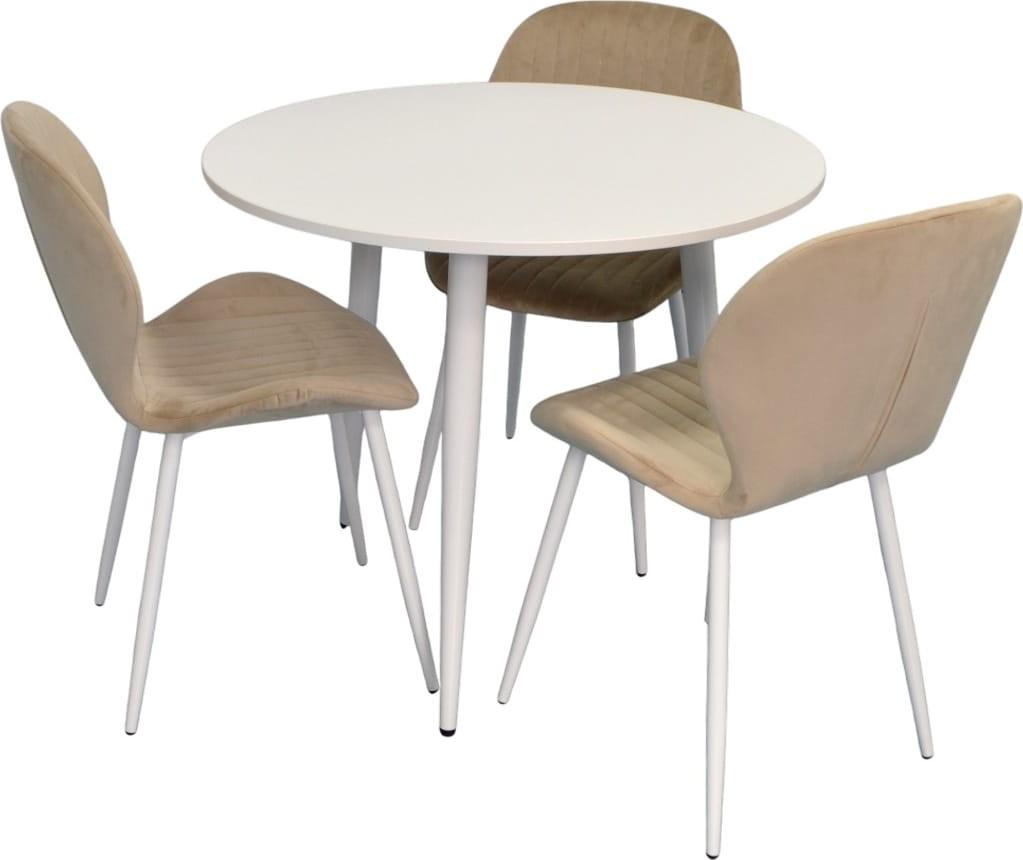 Set de masa si scaune Evelin DT 404-5Wh + 3 scaune YTC-064 Wh / UF910-01 (Light Beige)