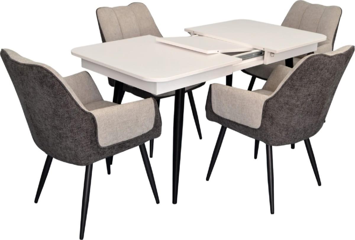 Set de masa si scaune Evelin DT 432-1R B + 4 scaune QT-227 B / UF885-13 (Light Grey) / UF885-15 (Dark Grey)