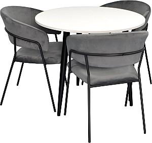 Set de masa si scaune Evelin DT 404-3B + 3 scaune YTC-097 B / UF BLU-14 (Dark Grey)