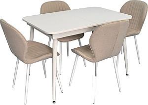 Set de masa si scaune Evelin DT 531R Wh  + 4 scaune YTC-064 Wh / BJORN-24 (Light Beige)
