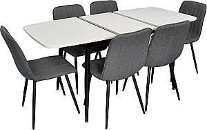 Set de masa si scaune Evelin DT 532R B + 6 scaune YTC-078 B / BJORN-13 (Grey)