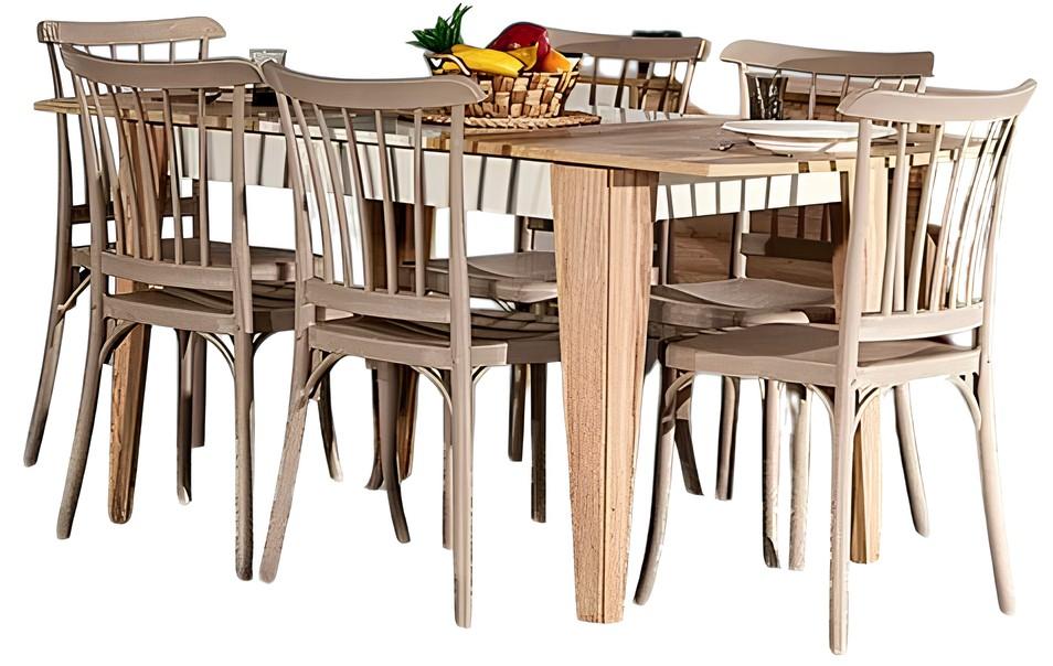 Set de masa si scaune Modalife Tivoli + 6 scaune Violet Capuccino (Bej)