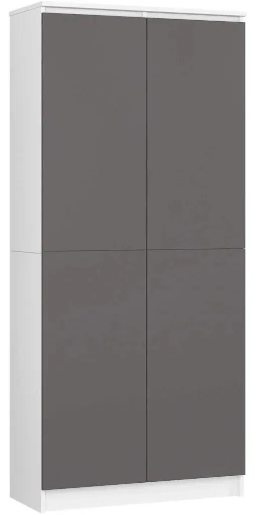 Dulap Akord R80 2D 8P Alb/Grafit