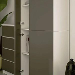Dulap Akord R80 2D 8P Alb/Grafit