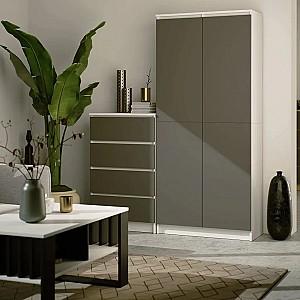 Dulap Akord R80 2D 8P Alb/Grafit