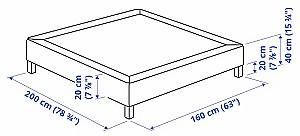 Pat IKEA Lyngor/Burfjord cu picioare 160x200 Gri Inchis