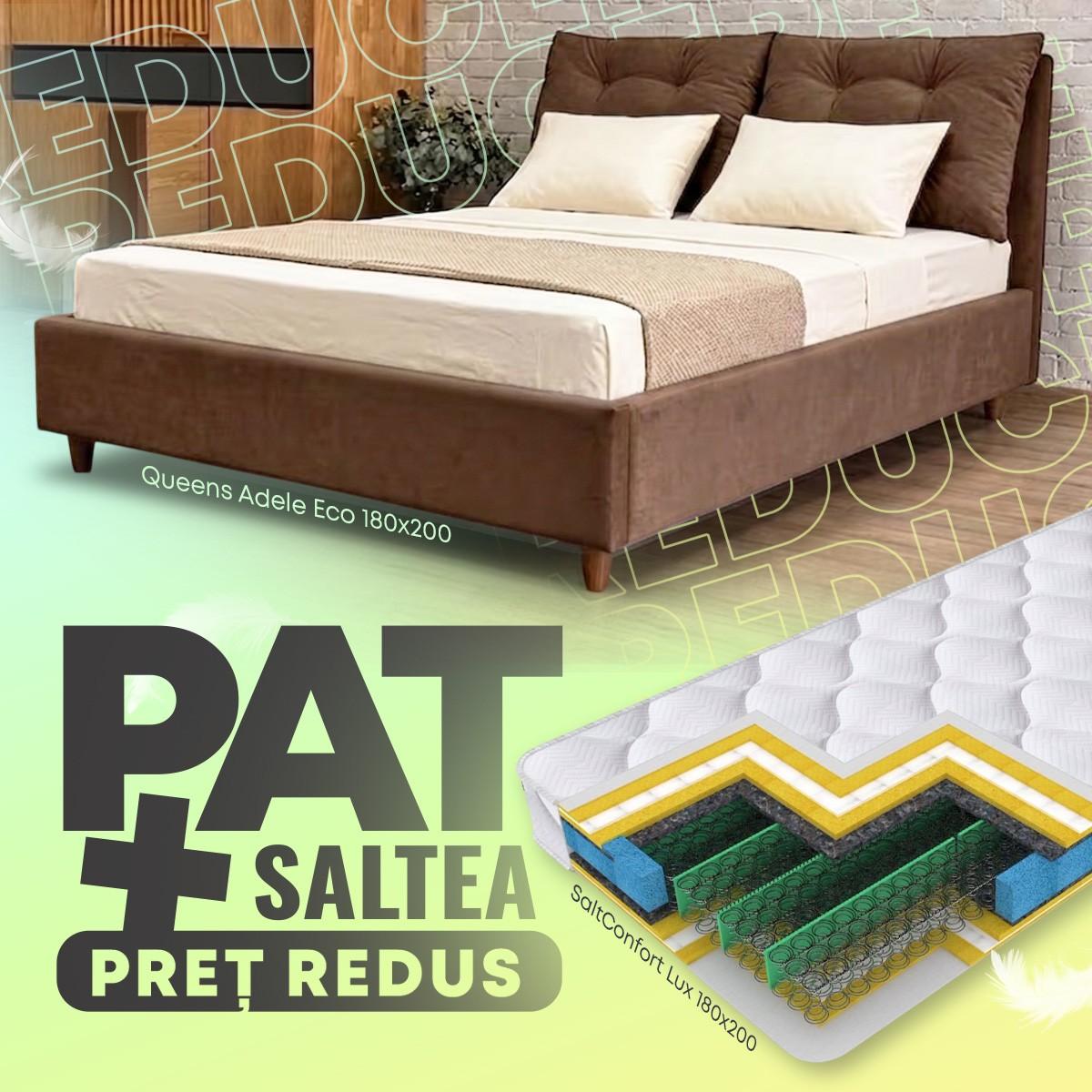 Pat Queens Adele Eco 180x200 + Saltea Salt Confort Lux 180x200