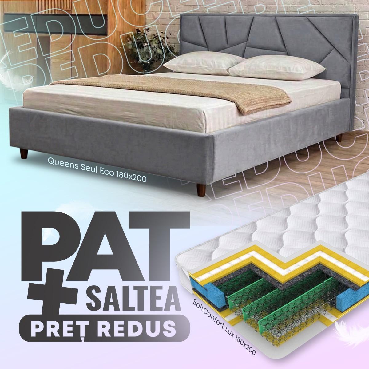 Pat Queens Seul Eco 180x200 + Saltea Salt Confort Lux 180x200