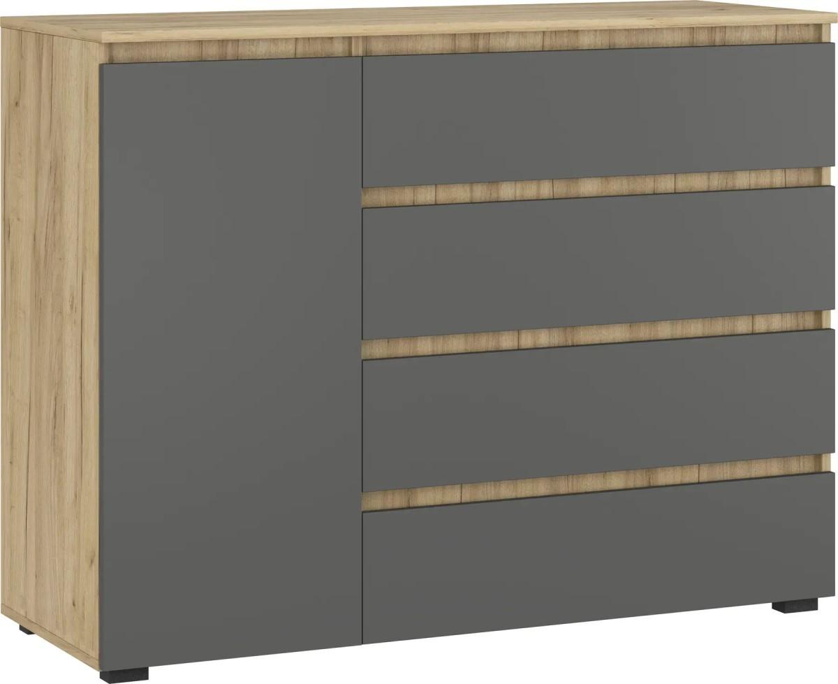 Comoda MG-Plus Grand 1200 1D4S Stejar Kraft Auriu / Grafit
