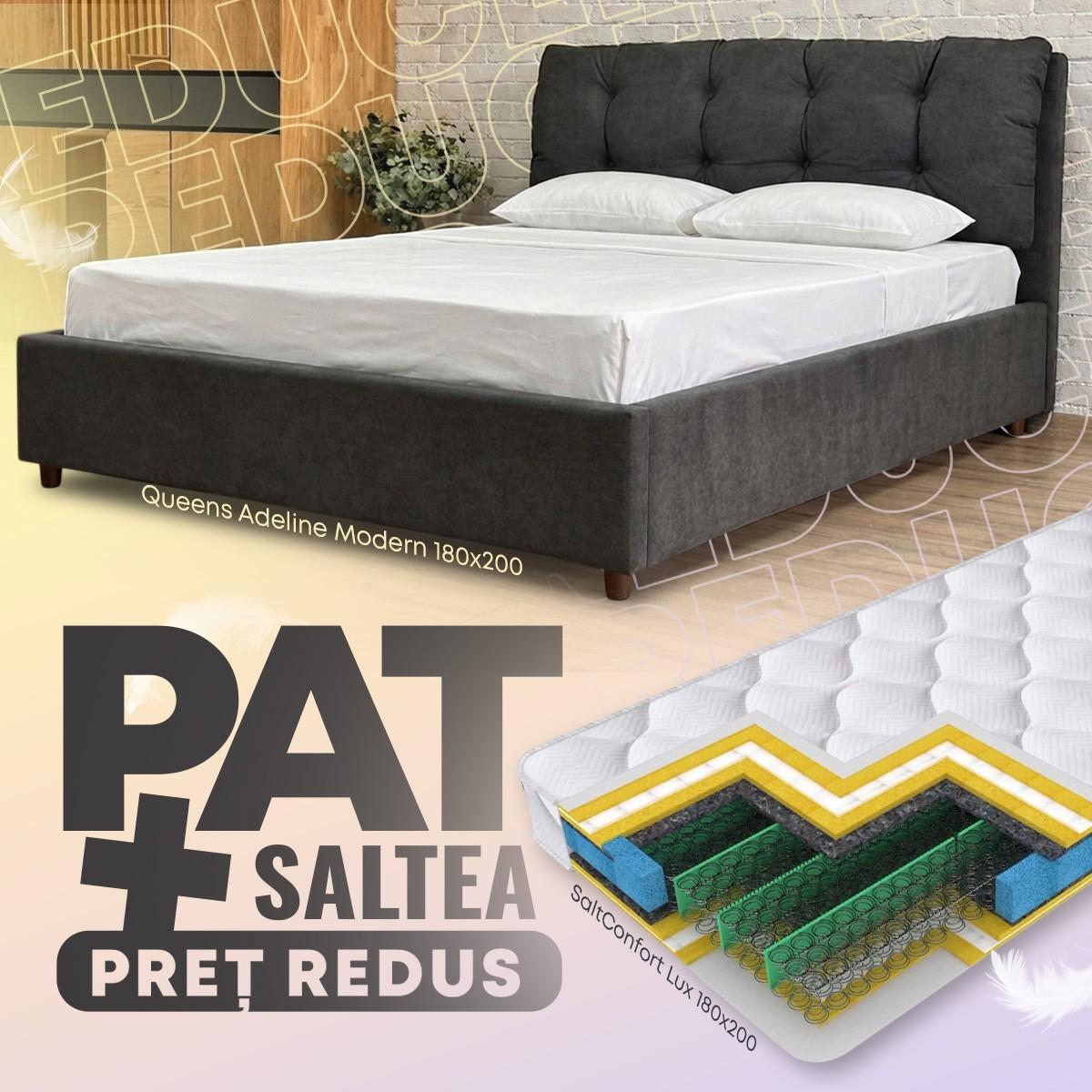 Pat Queens Adaline Modern 180x200 + Saltea Salt Confort Lux 180x200