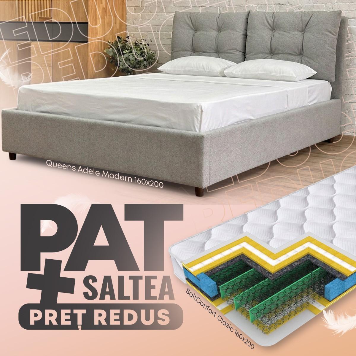 Pat Queens Adele Modern 160x200 + Saltea Salt Confort Clasic 160x200