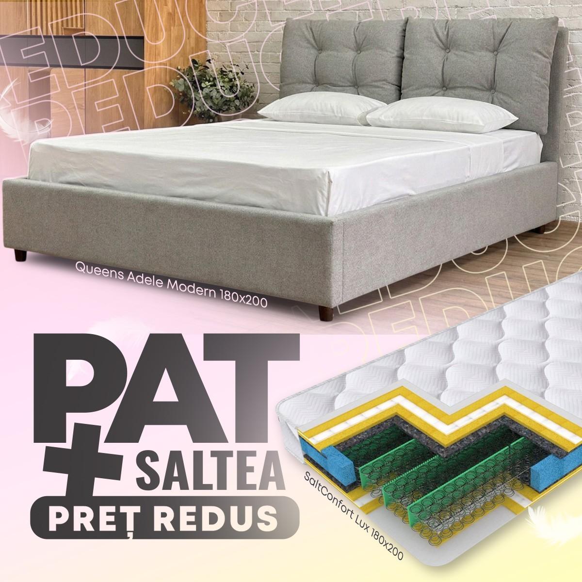 Pat Queens Adele Modern 180x200 + Saltea Salt Confort Lux 180x200
