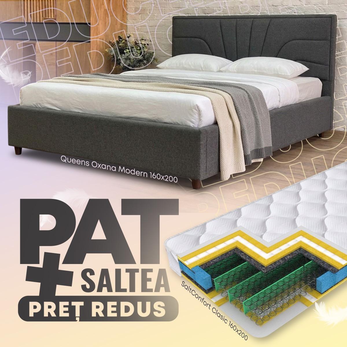 Pat Queens Oxana Modern 160x200 + Saltea Salt Confort Clasic 160x200