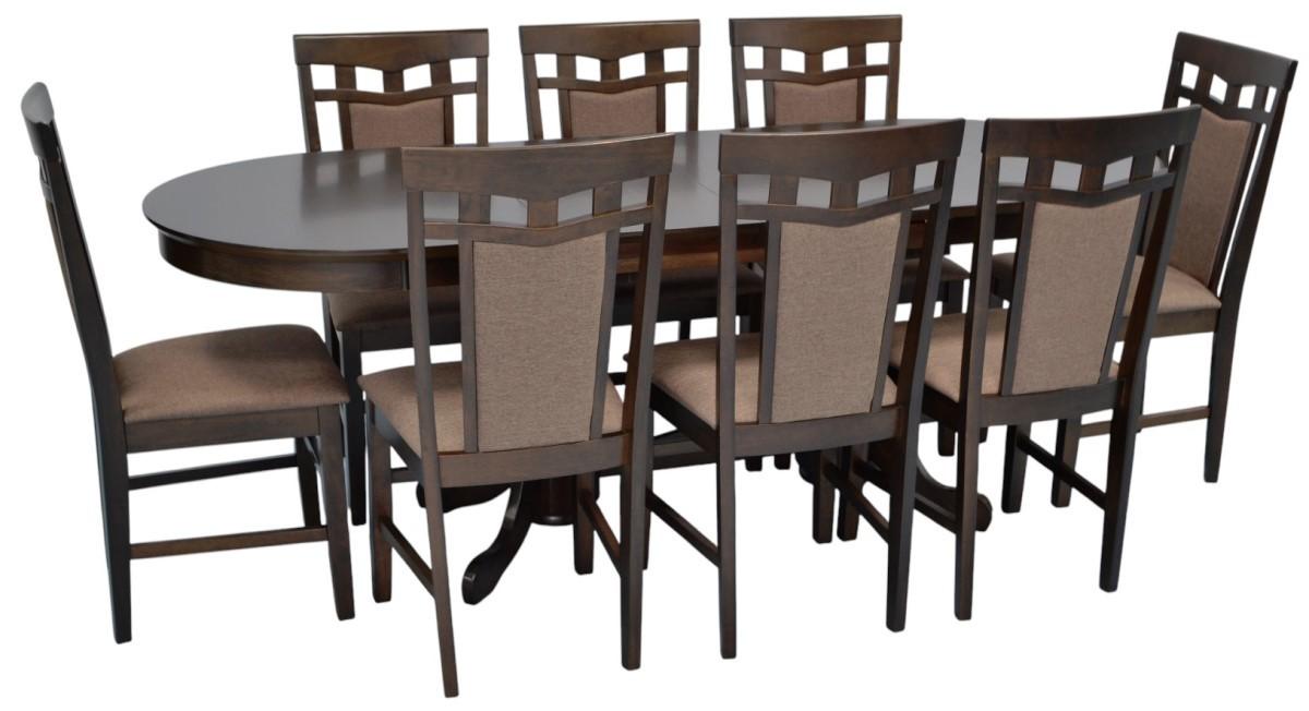 Set de masa si scaune Evelin HV-31N Chocolate + 8 scaune Deepa R Chocolate / Ekea12 Dark Brown