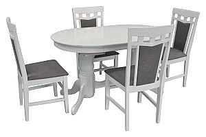 Set de masa si scaune Evelin HV-31N White + 4 scaune Deepa R White / NV-10WP Grey