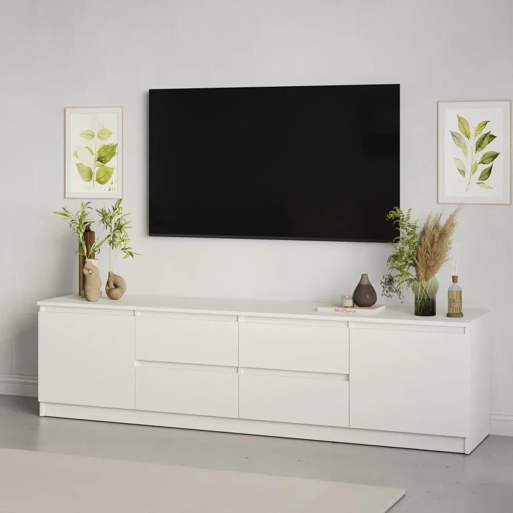Tumba pentru televizor MBS Neo 4S2D (200x43x53 cm) Alb