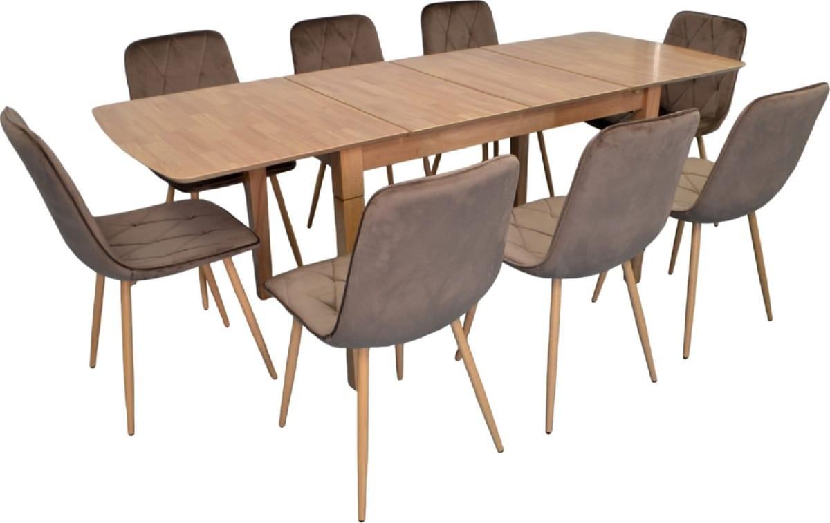 Set de masa si scaune Evelin HV-27V Light Brown + 8 scaune YTC-080 Wo / BLUVEL38