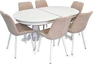Set de masa si scaune Evelin HV-33V White + 6 scaune YTC-055 Wh / UF885-03