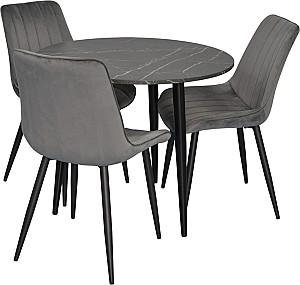 Set de masa si scaune Evelin DT 404-6B + 3 scaune YTC-055 B / BLUVEL-14 (Dark Grey)