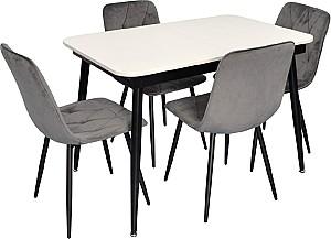 Set de masa si scaune Evelin DT 531R B + 4 scaune YTC-080 B / BLUVEL-14 (Dark Grey)