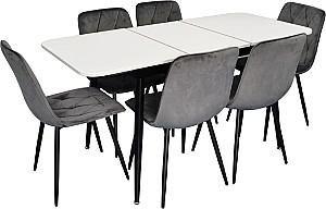 Set de masa si scaune Evelin DT 531R B + 6 scaune YTC-080 B / BLUVEL-14 (Dark Grey)