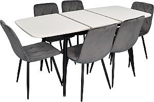 Set de masa si scaune Evelin DT 532R B + 6 scaune YTC-080 B / BLUVEL-14 (Dark Grey)
