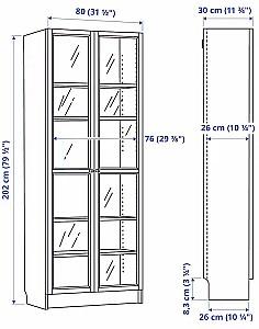 Dulap cu vitrina IKEA Billy/Oxberg usi sticla Negru Aspect Stejar
