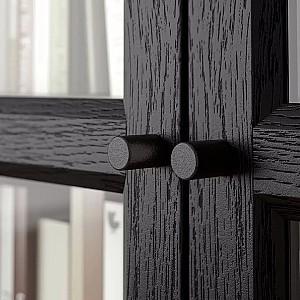 Dulap cu vitrina IKEA Billy/Oxberg usi sticla Negru Aspect Stejar