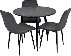 Set de masa si scaune Evelin DT 404-6B + 3 scaune YTC-078 B / BLUVEL-14 (Dark Grey)