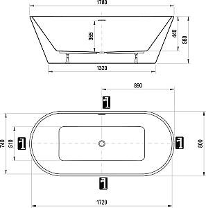 Cadă de baie Ravak Solo 180×80 XC00100025