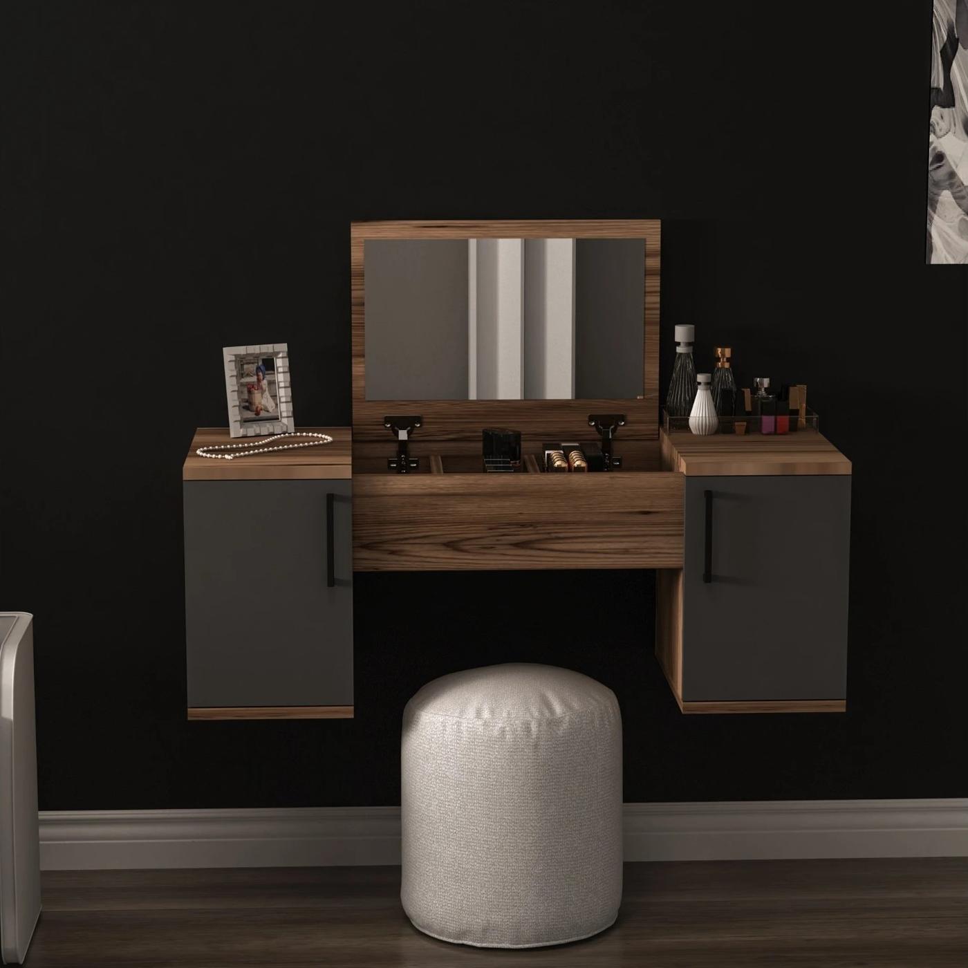 Masa de machiaj Hanah Home Mercan Light Walnut Anthracite