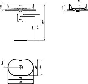 Lavoar baie Ideal Standard Strada II Oval 60x40cm (T360401)