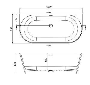 Cadă de baie DREMEX JUNE W 1599x750x578