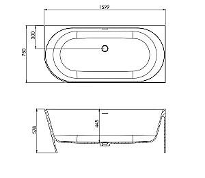 Cadă de baie DREMEX JUNE R 1599x750x578