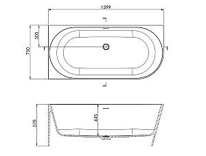 Cadă de baie DREMEX JUNE L 1599x750x578