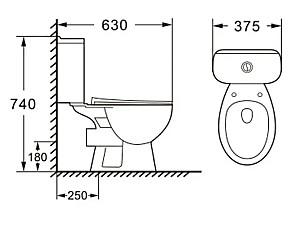 Vas WC Ceramica Blanca MDB-1-P-D P-Trap P-Trap no-Rim capac Duroplast