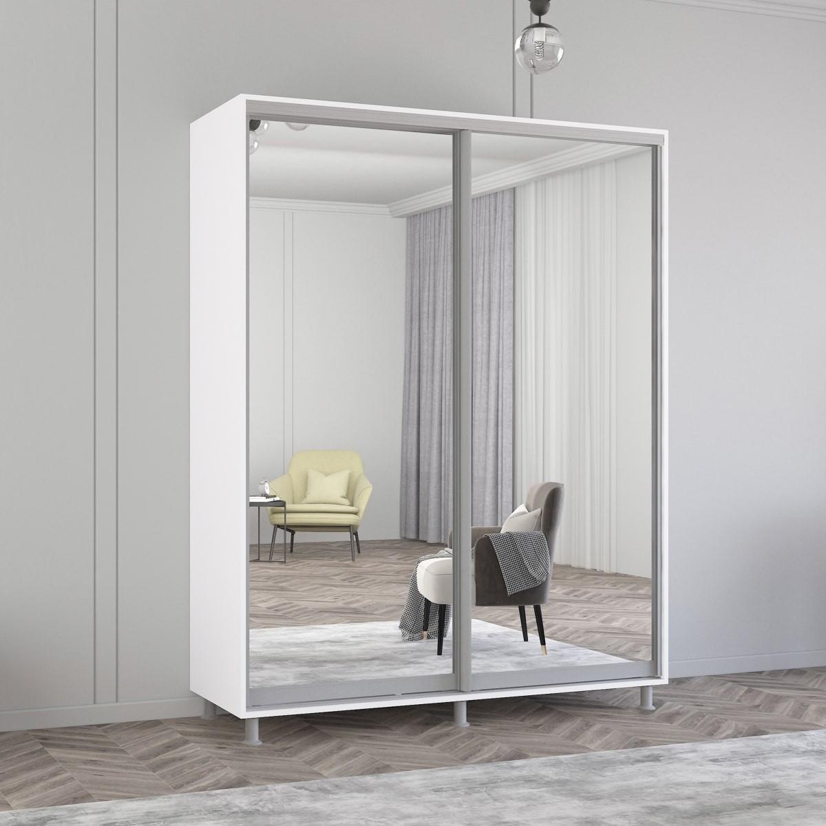 Dulap-cupe Mobildor Lux Aron 170 (2 oglinda) Alb
