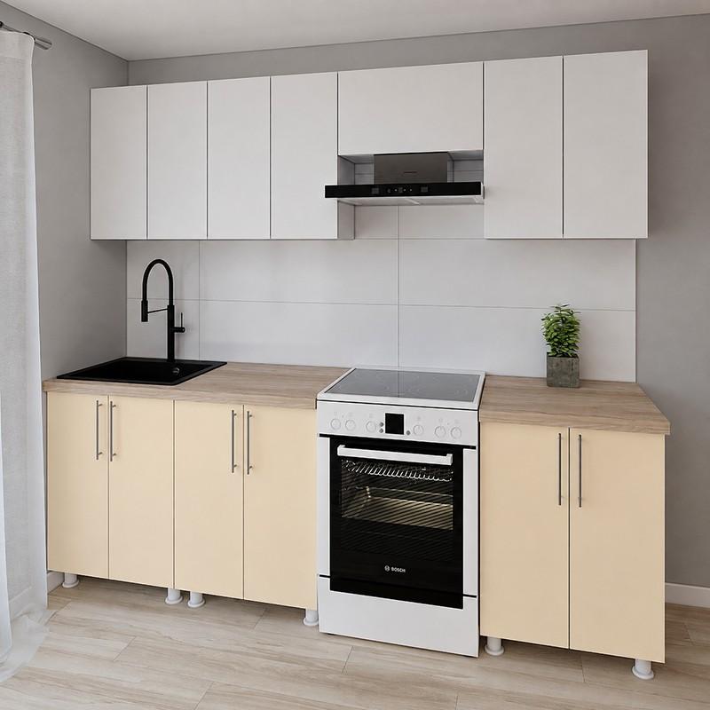 Set mobila bucatarie Smartex K1 240 cm Alb / Ivory