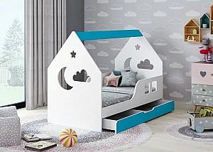 Pat copii Happy Babies House Cloud L04 cu sertar 80x160